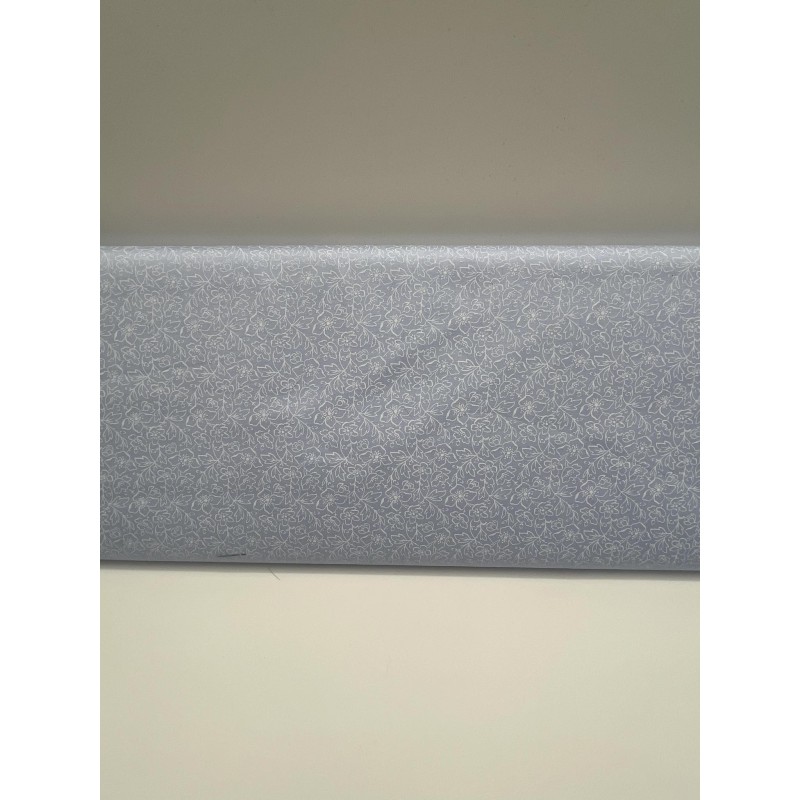 TISSU BLEU PASTEL IMPRIME FLEURI