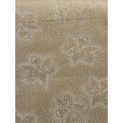 TISSU BEIGE FLEURI BLANC