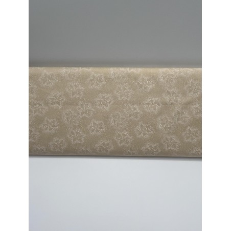 TISSU BEIGE FLEURI BLANC