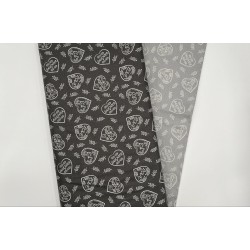 TISSU COEURS FOND GRIS ( 2 COLORIS)